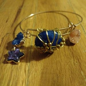 Druzy Blue Gold Plated Copper Bracelet